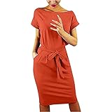 Algopix Similar Product 5 - Summer Solid Dress Basic Crewneck