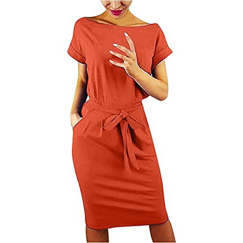 Algopix Similar Product 12 - Summer Solid Dress Basic Crewneck
