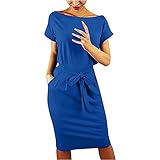 Algopix Similar Product 7 - Summer Solid Dress Basic Crewneck
