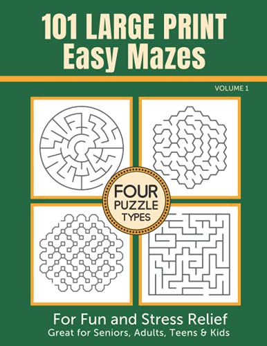Algopix Similar Product 4 - 101 Large Print Easy Mazes for Fun and
