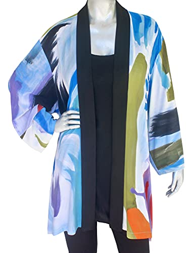 Algopix Similar Product 11 - Hand Painted Kimono Style Jacket for