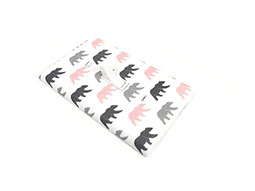 Algopix Similar Product 15 - Gray and Pink Bears Light Switch Cover