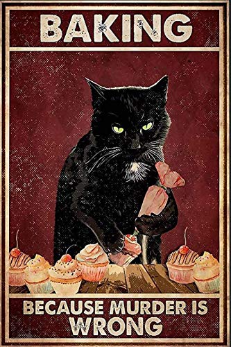 Algopix Similar Product 8 - Cat Wall Art Kids Baking Black Cat