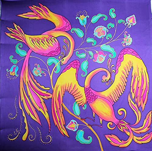 Algopix Similar Product 9 - Hand painted silk scarf Fantasy birds