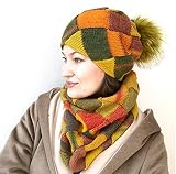 Algopix Similar Product 6 - Knit beanie cowl scarf set for woman