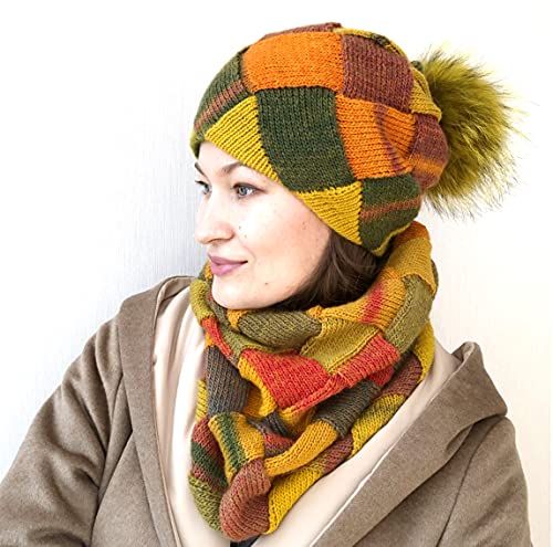 Algopix Similar Product 2 - Knit beanie cowl scarf set for woman