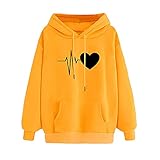 Algopix Similar Product 7 - Women Heart Print Casual Hoodie Heart
