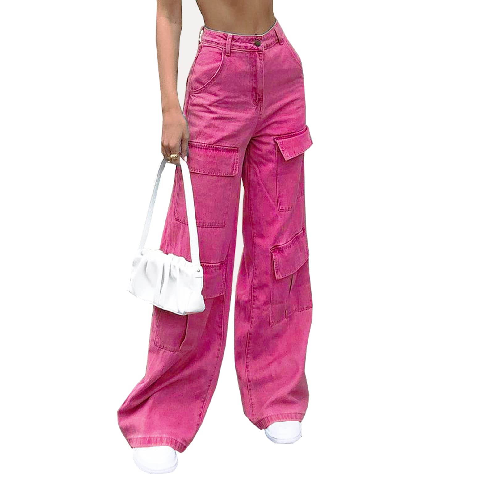 Algopix Similar Product 13 - Womens High Waist Baggy Jeans Flap