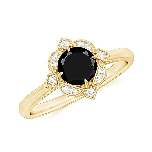 Algopix Similar Product 14 - Black Spinel Vintage Inspired Halo Ring