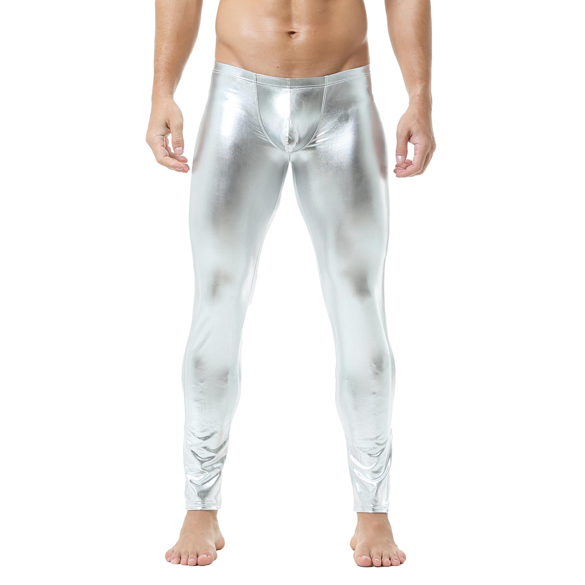 Algopix Similar Product 17 - Mens Faux Leather Tight Pants Long