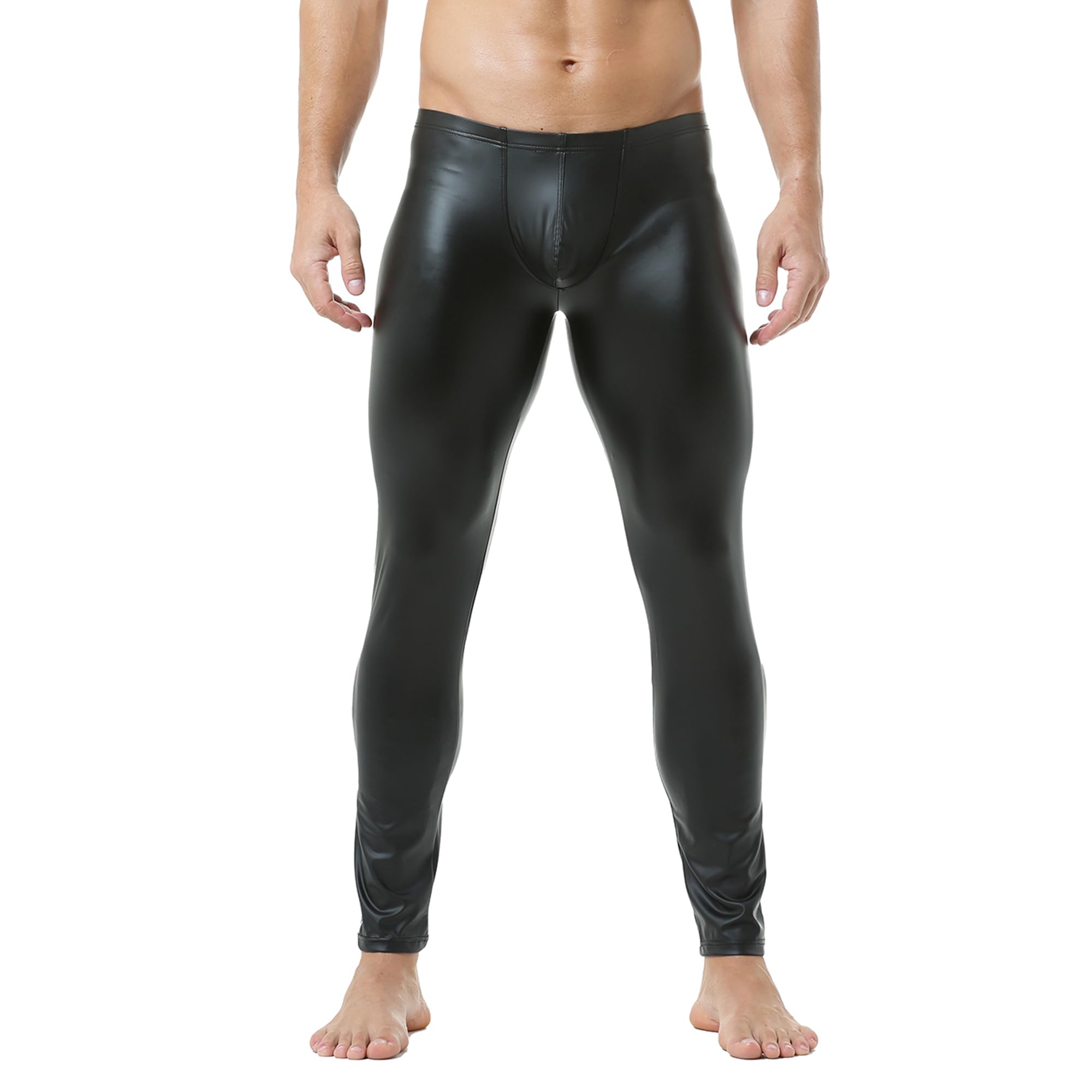 Algopix Similar Product 19 - Mens Faux Leather Tight Pants Long