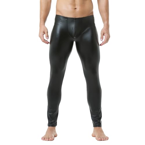 Algopix Similar Product 10 - Mens Faux Leather Tight Pants Long