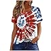 Algopix Similar Product 14 - Women Stars Stripes Print Tees Fourth