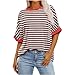 Algopix Similar Product 13 - Women Oversized Striped Short Sleeve