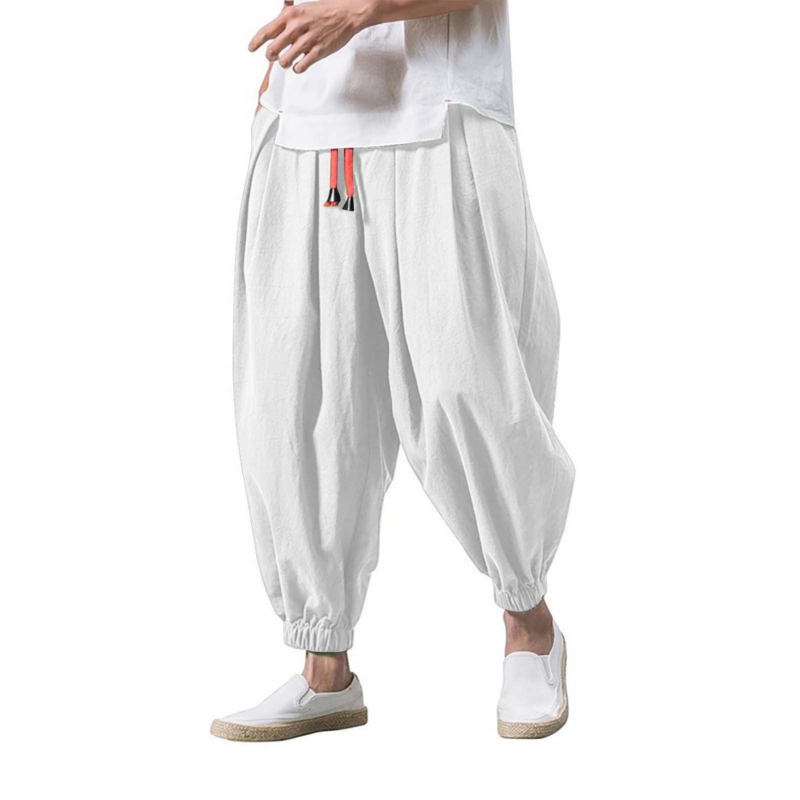 Algopix Similar Product 6 - Casual Cotton Linen Harem Pants for Men