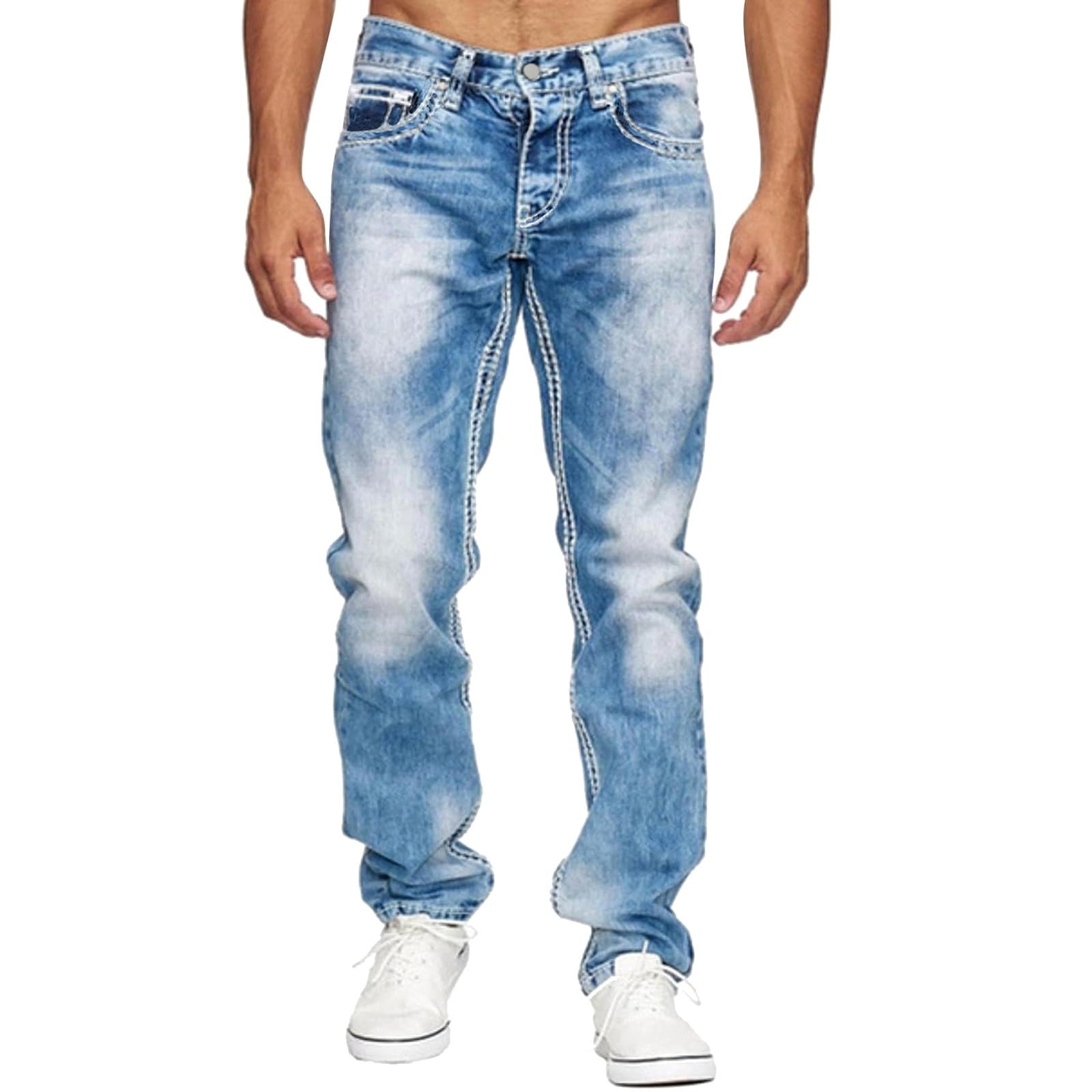 Algopix Similar Product 14 - Mens Fashion Straight Leg Jeans Baggy