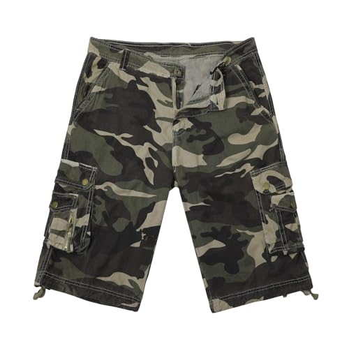 Algopix Similar Product 19 - Mens Multi Pockets Camo Cargo Shorts