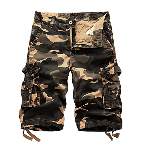 Algopix Similar Product 17 - Mens Multi Pockets Camo Cargo Shorts
