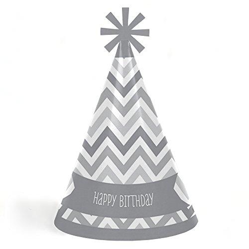 Algopix Similar Product 14 - Chevron Gray  Cone Happy Birthday