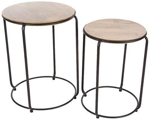 Algopix Similar Product 19 - Benzara Circular Metal Wood Nest Table