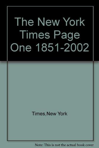 Algopix Similar Product 20 - The New York Times Page One 1851-2002