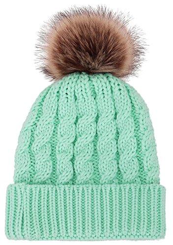 Algopix Similar Product 18 - Winter Hand Knit Beanie Hat with Faux