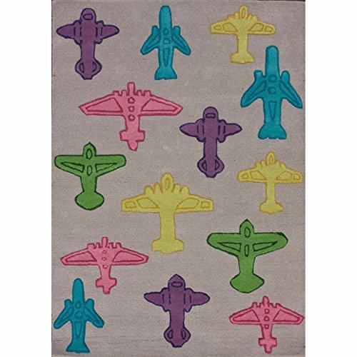 Algopix Similar Product 7 - KinderLOOM Airplanes Grey Kids Rug Rug