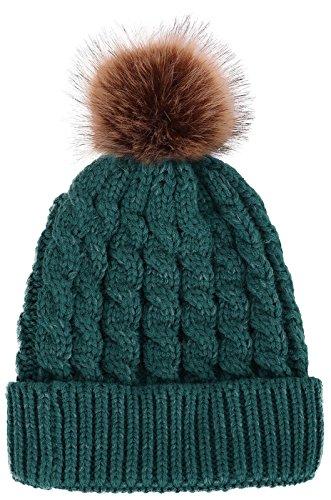 Algopix Similar Product 6 - Winter Hand Knit Beanie Hat with Faux