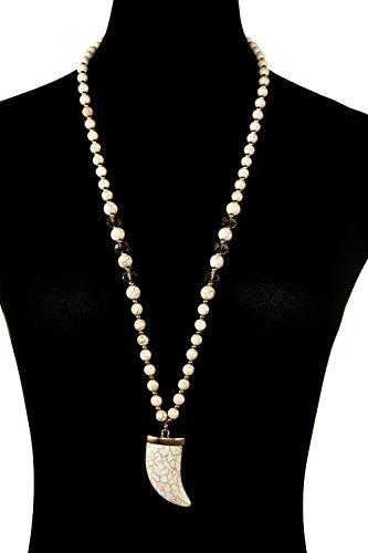 Algopix Similar Product 13 - Sanifer Long Bead Necklace Crescent
