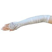 Algopix Similar Product 15 - ZaZa Bridal Gathered Satin Fingerless