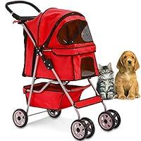 Algopix Similar Product 5 - 4 Wheels Pet Stroller Cat Dog Cage
