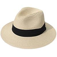 Algopix Similar Product 4 - Lanzom Women Wide Brim Straw Panama