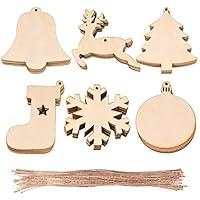 Algopix Similar Product 3 - WXJ13 30 PCS 6 Styles Wooden Christmas