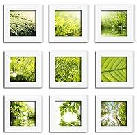 Algopix Similar Product 13 - 9Pcs 4x4 Real Glass Wood Frame White