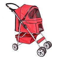 Algopix Similar Product 2 - Red 4 Wheels Pet Stroller Cat Dog Cage