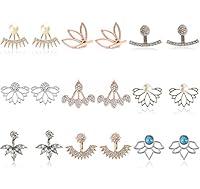 Algopix Similar Product 3 - 9 Pairs Rose Gold Silver Hollow Lotus