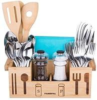 Algopix Similar Product 3 - Bamboo Wooden Utensil Caddy Flatware 