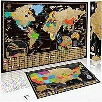 Algopix Similar Product 17 - Two ScratchOff Maps World Map 17x24